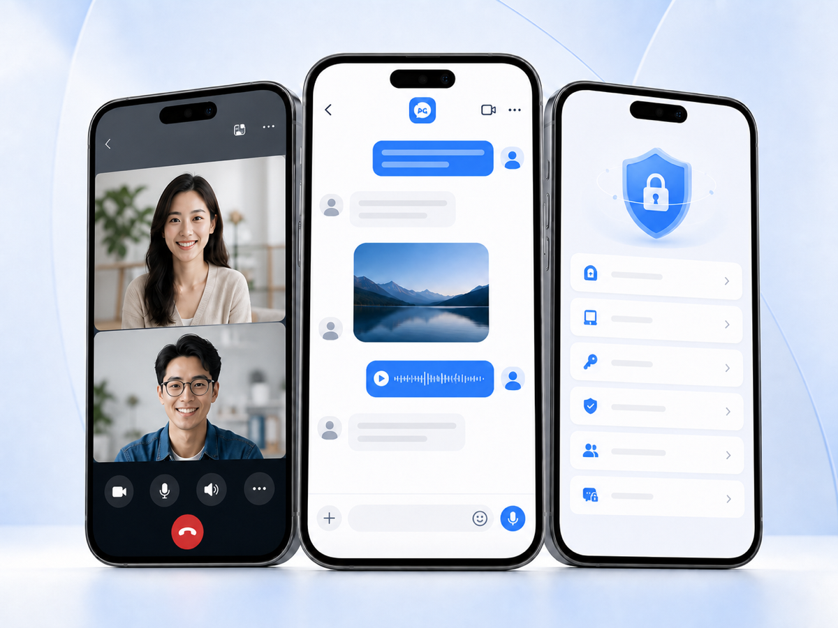 PG Chat 一对一视频、聊天与隐私安全界面